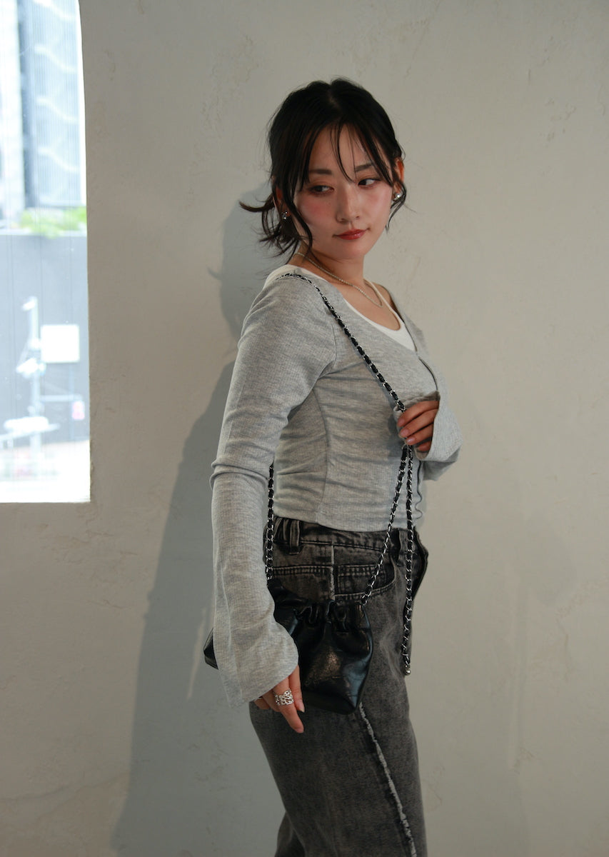 チェーンショルダー 巾着バッグ