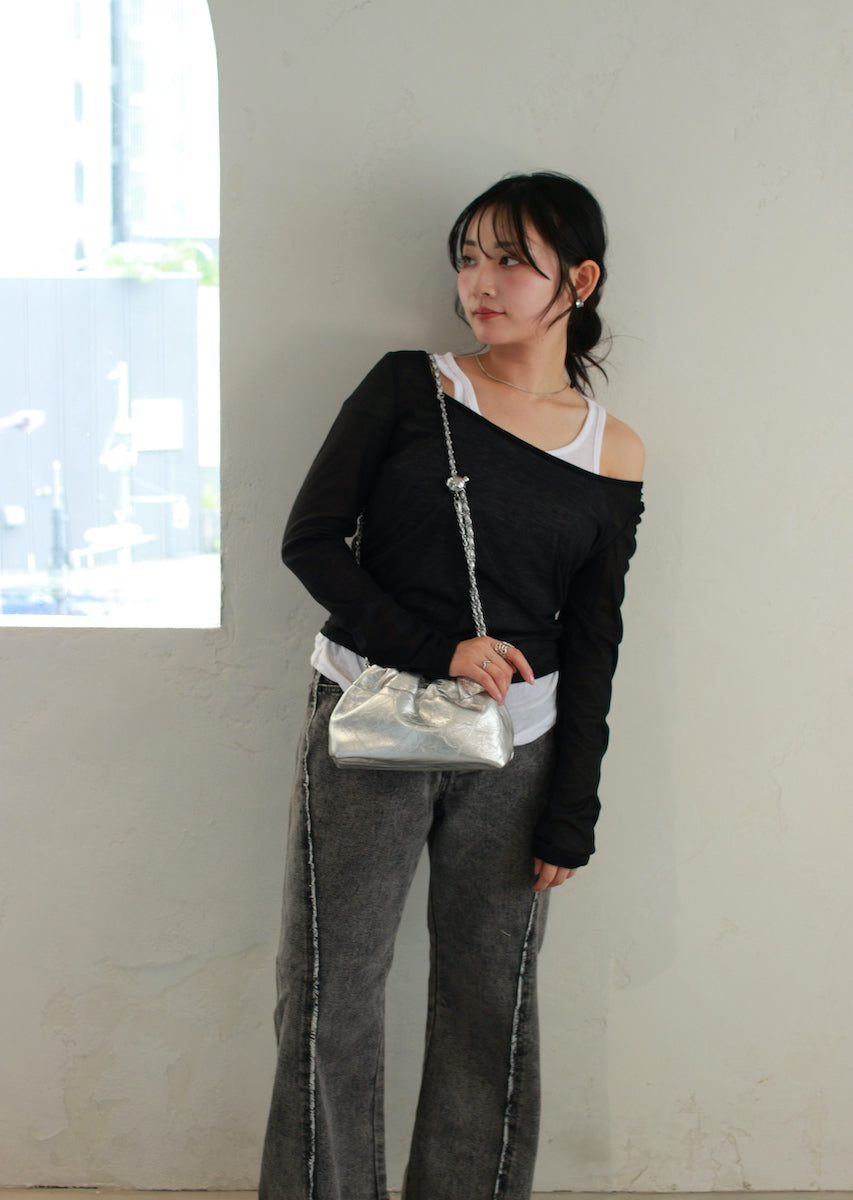 チェーンショルダー 巾着バッグ