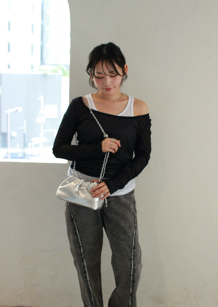 チェーンショルダー 巾着バッグ