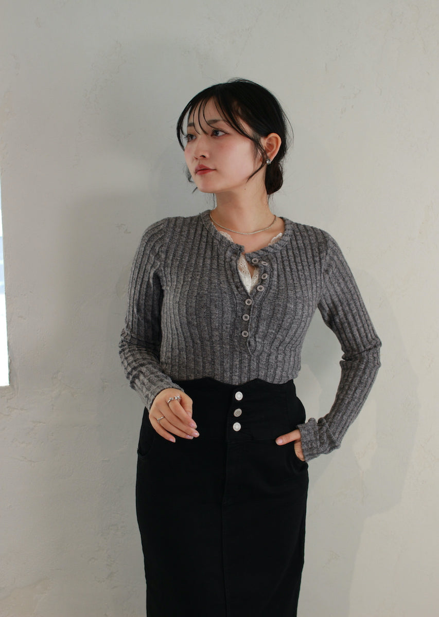 フェイクレースキャミ付トップス