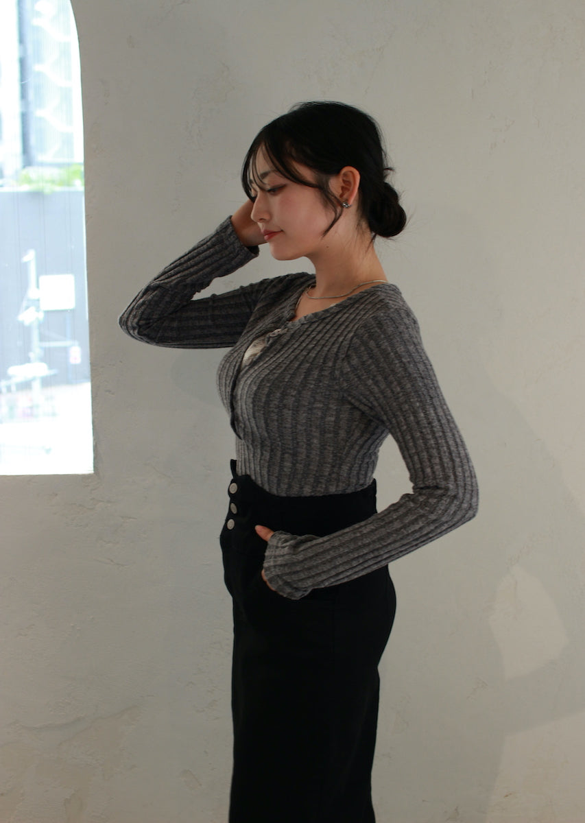 フェイクレースキャミ付トップス