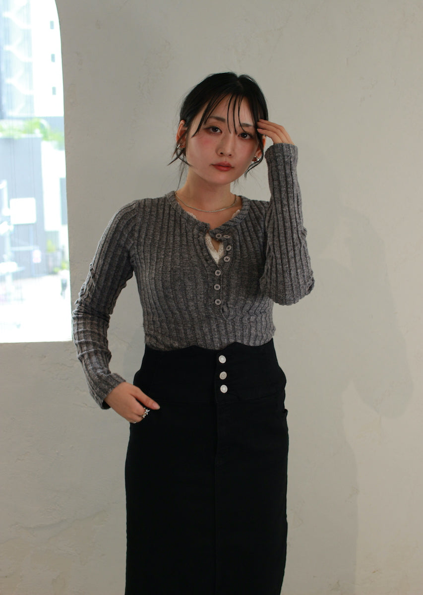 フェイクレースキャミ付トップス