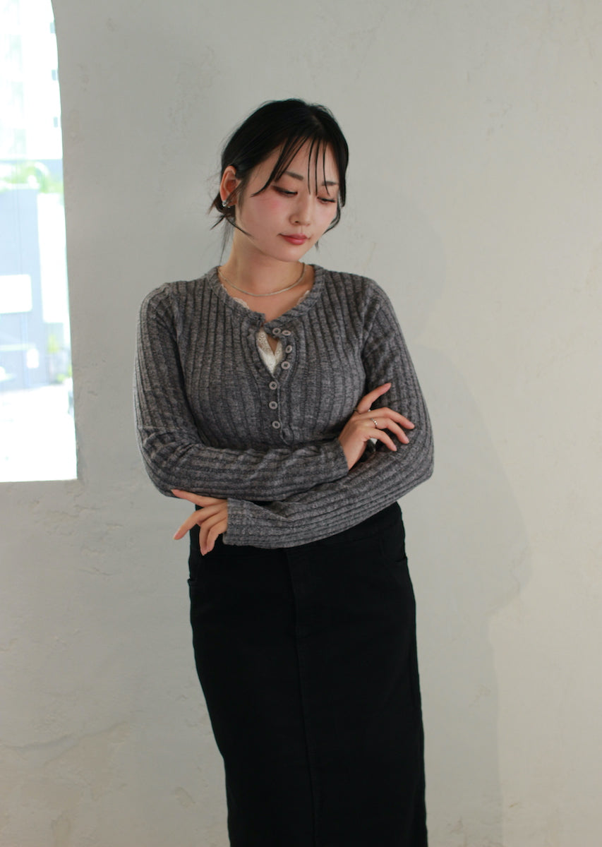 フェイクレースキャミ付トップス