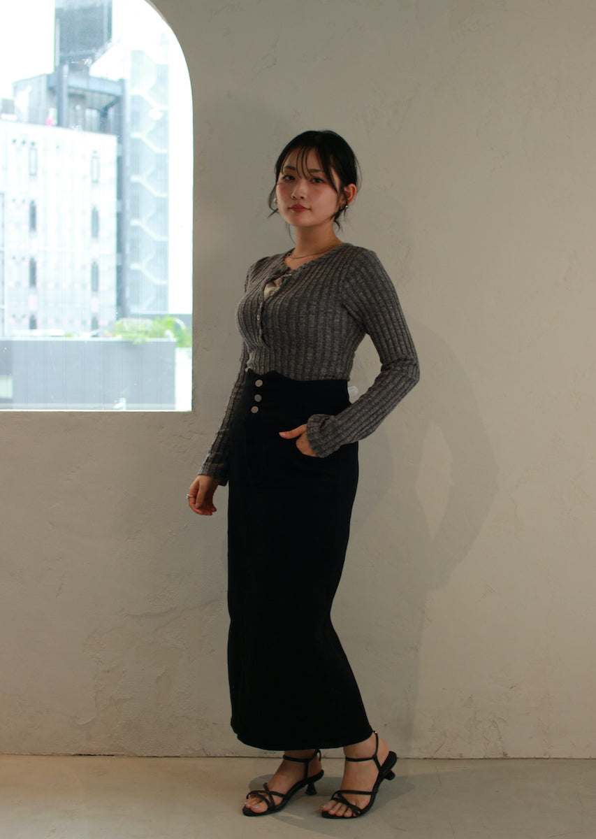 フェイクレースキャミ付トップス