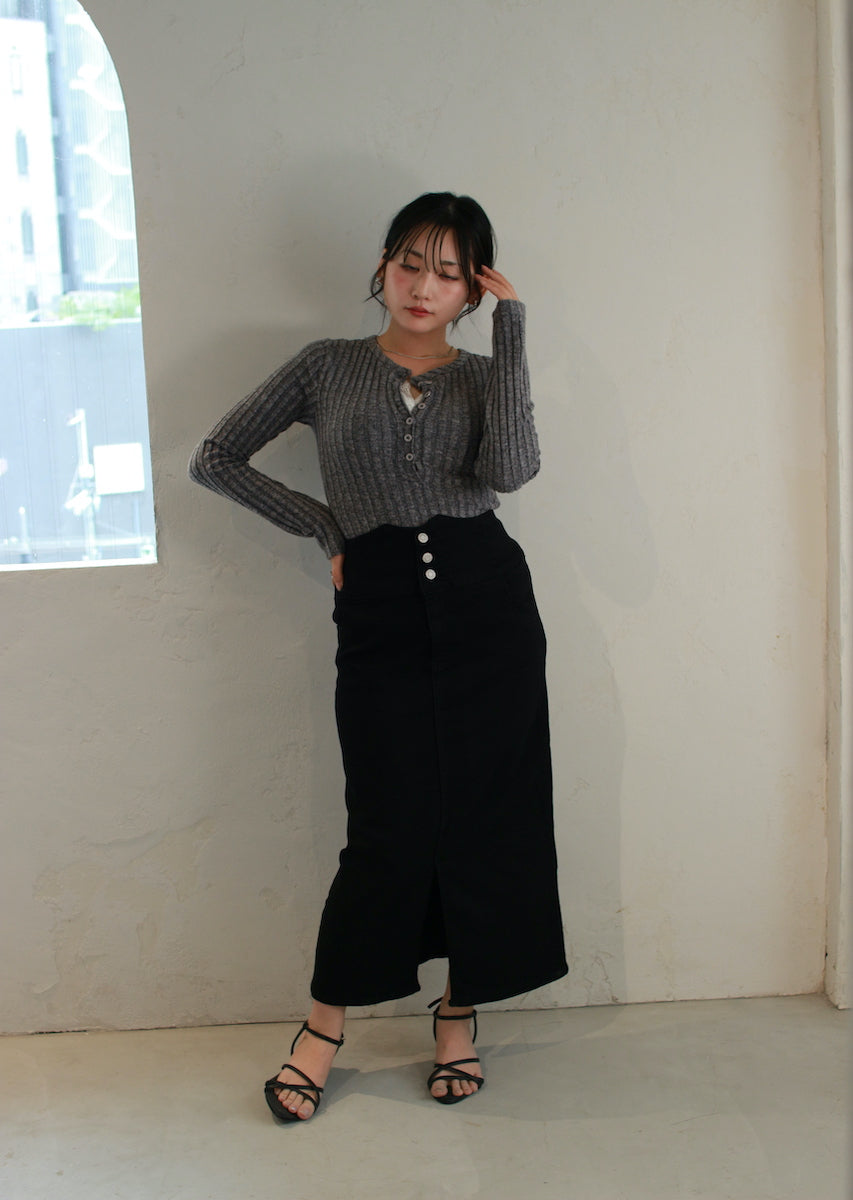 フェイクレースキャミ付トップス