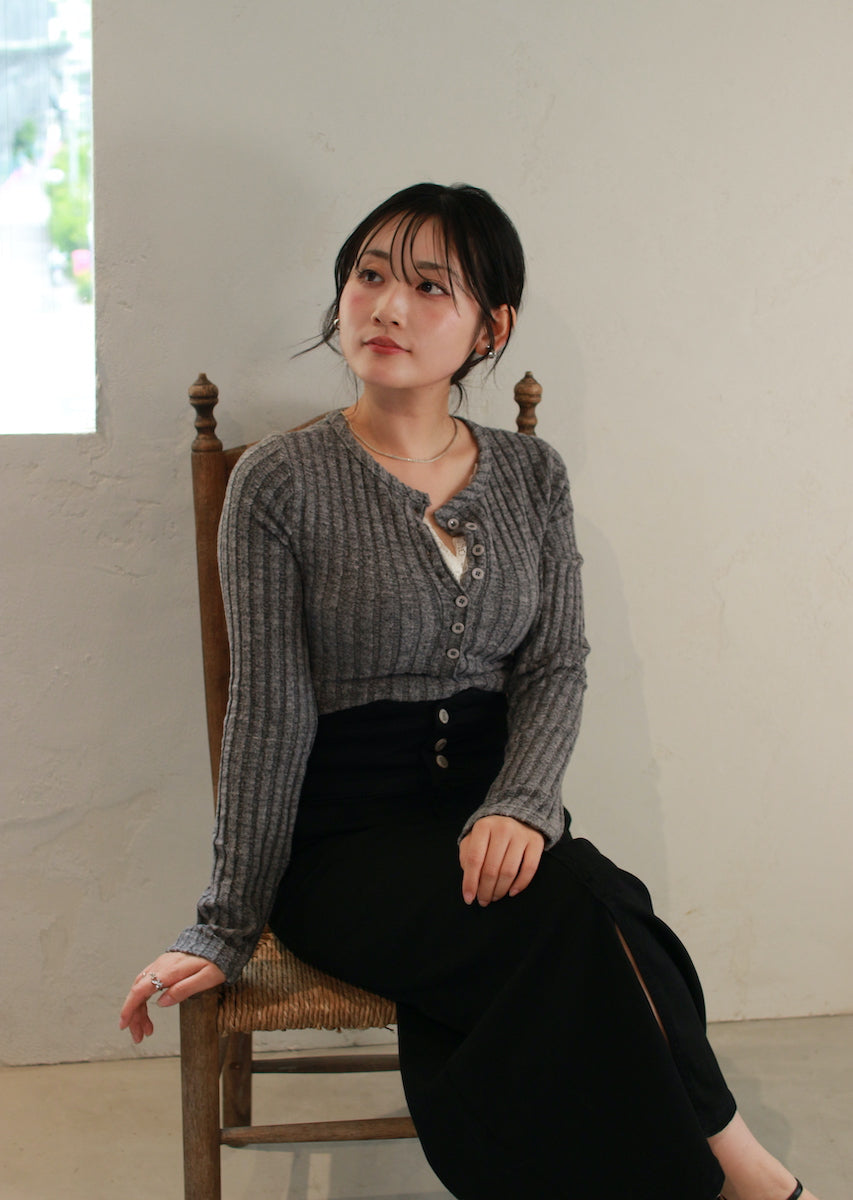 フェイクレースキャミ付トップス