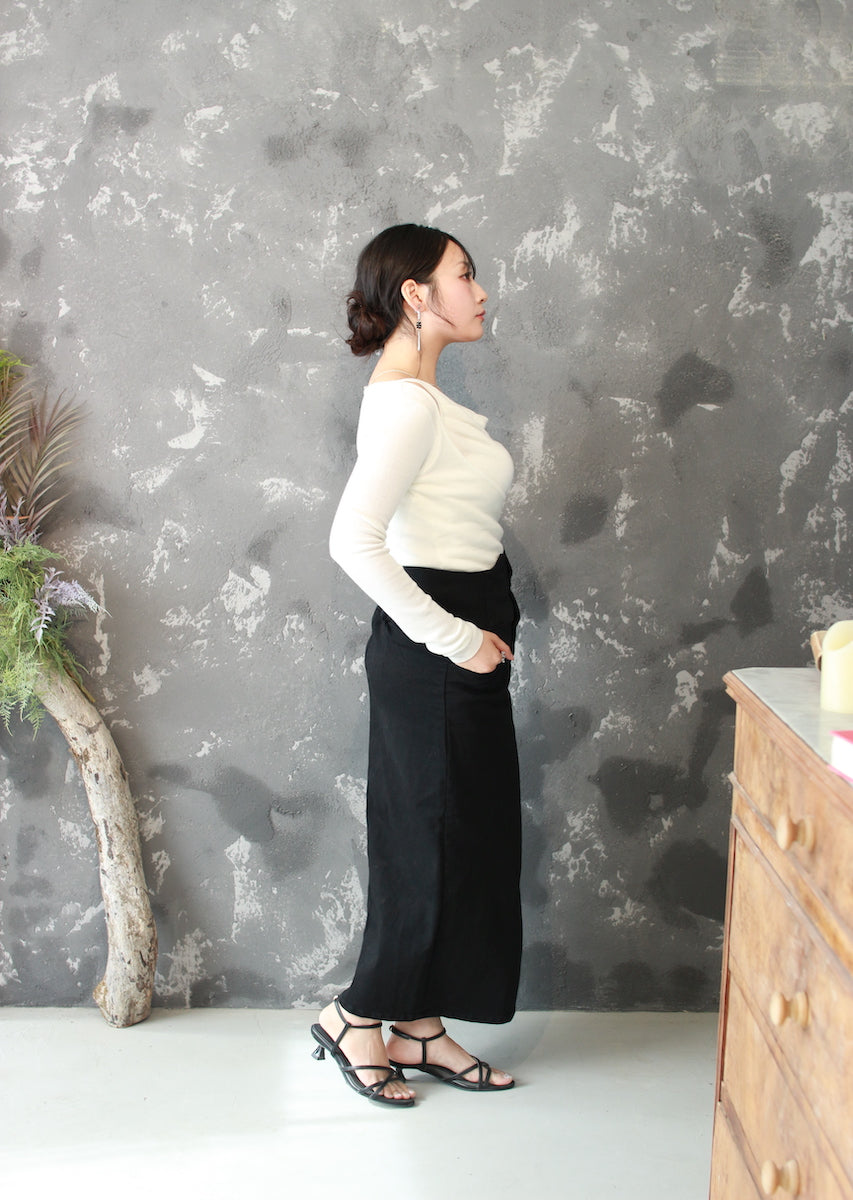 ドレープネックニットトップス