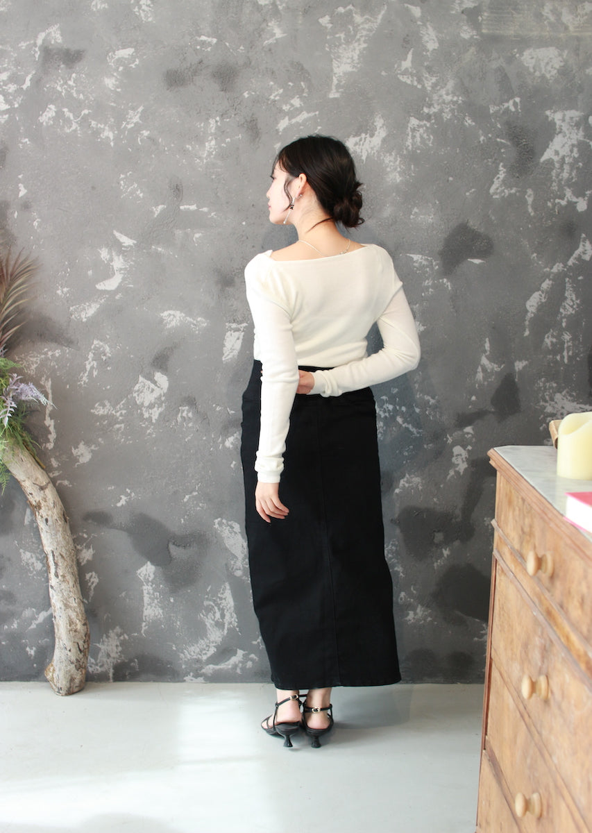 ドレープネックニットトップス