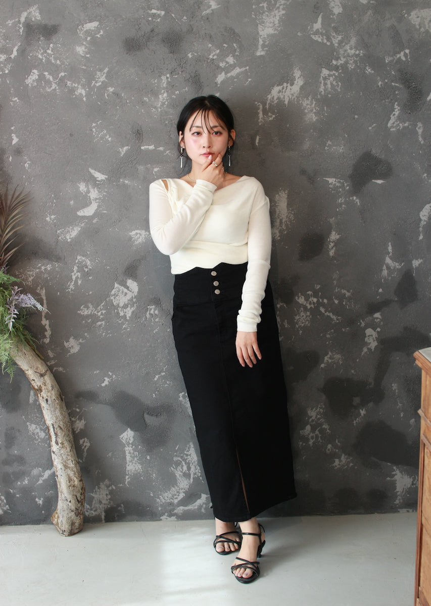 ドレープネックニットトップス