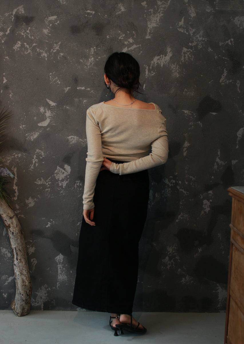 ドレープネックニットトップス