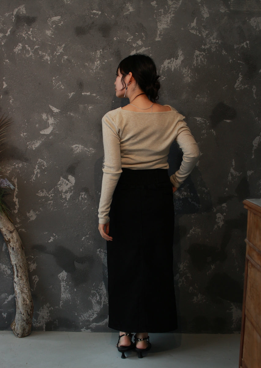 ドレープネックニットトップス