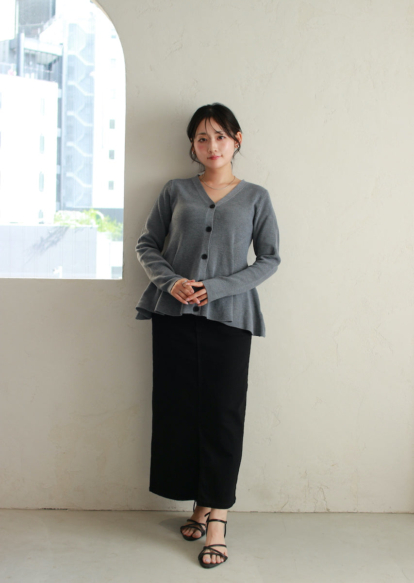 ペプラムニットカーディガン