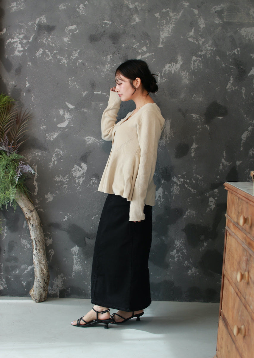 ペプラムニットカーディガン