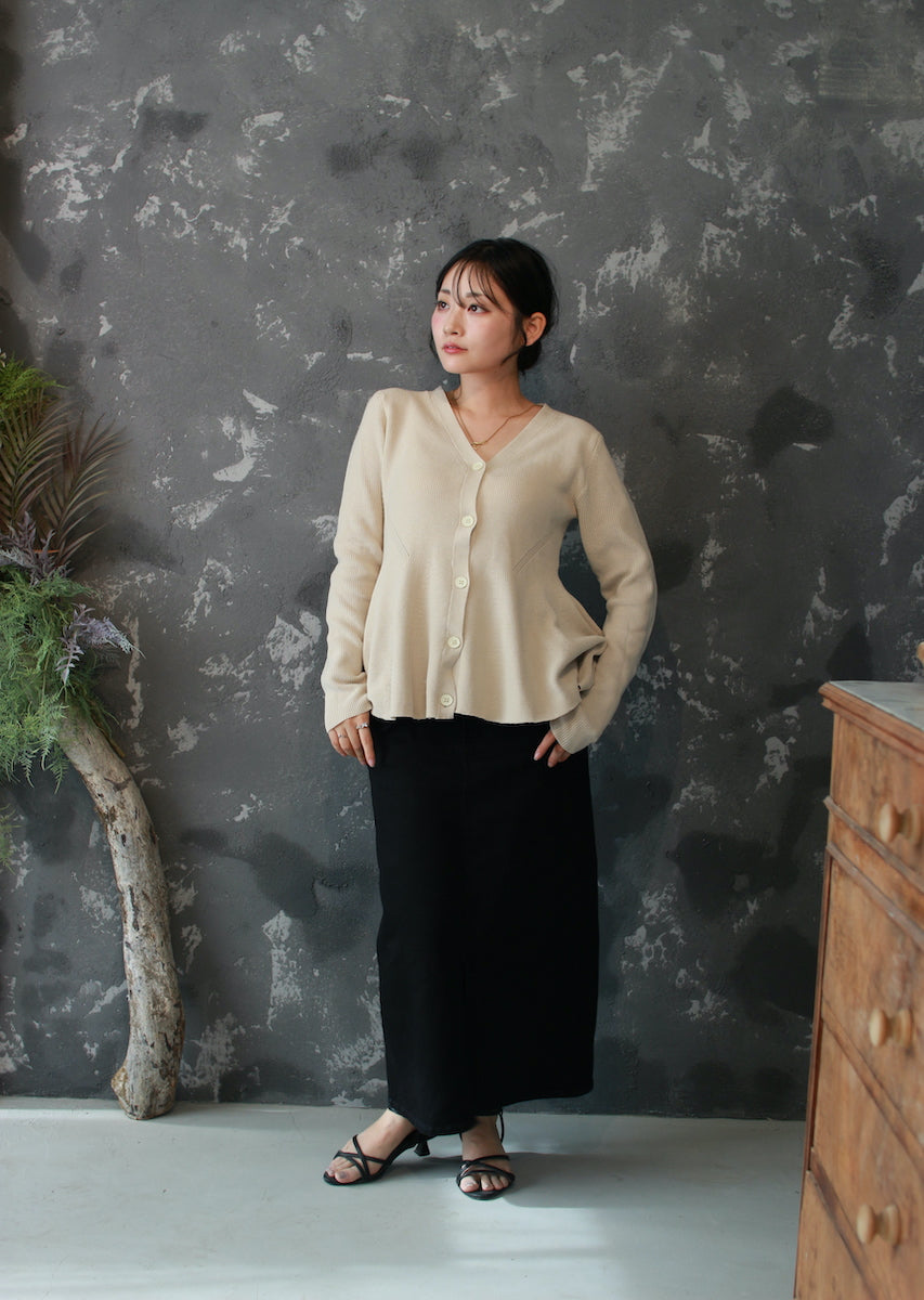 ペプラムニットカーディガン