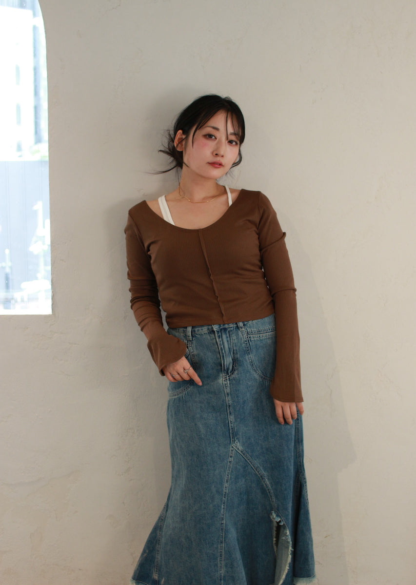 レイヤード風オフショルダートップス