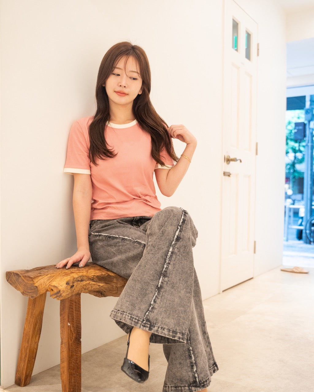 バイカラーリブTシャツ