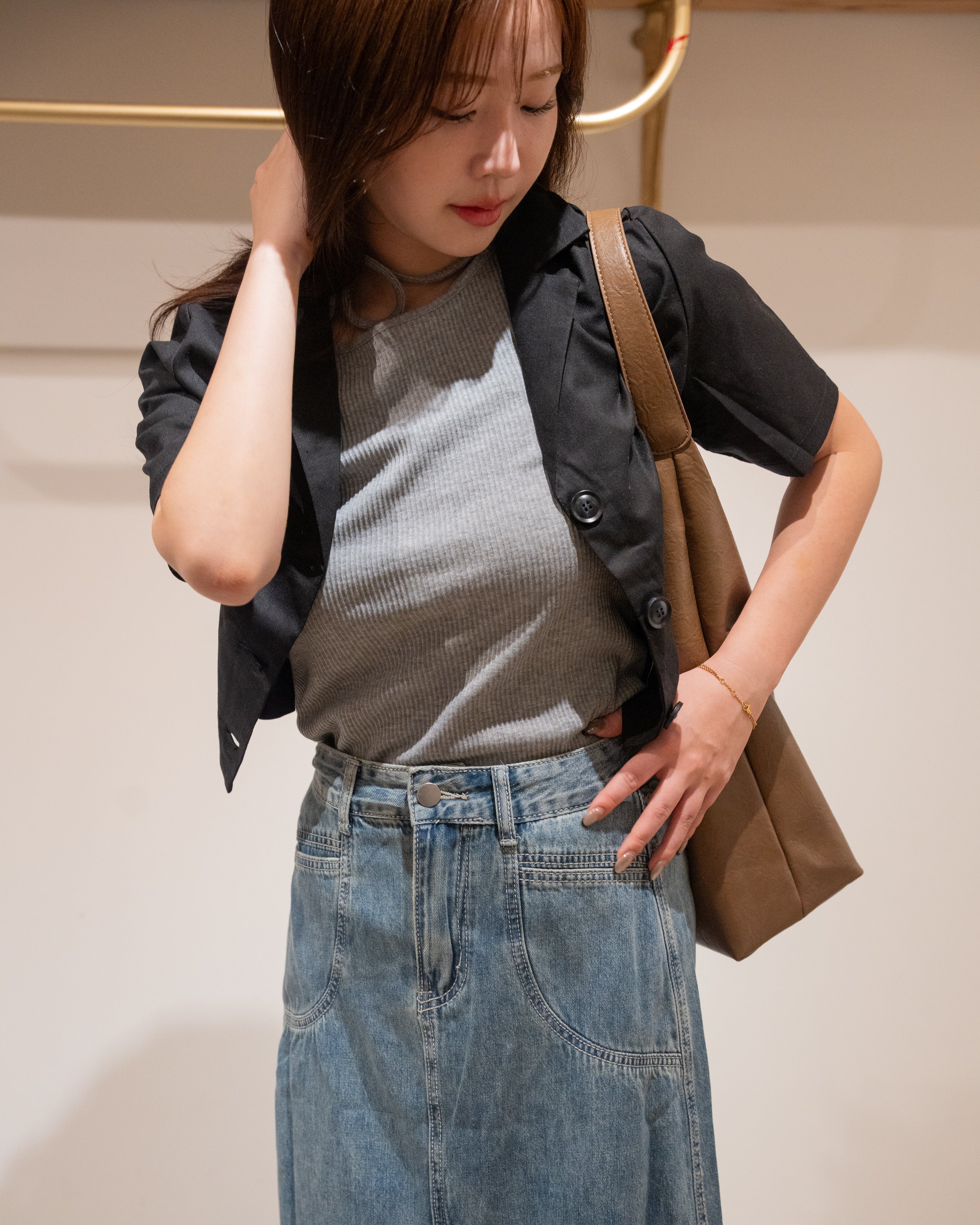 麻ライクショート丈テーラージャケット