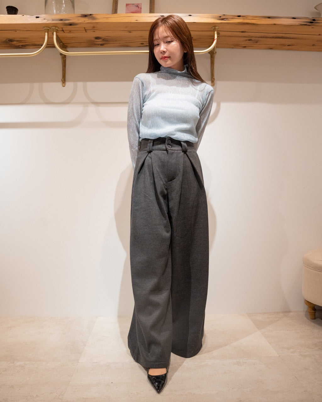 ワンボックスタックワイドパンツ