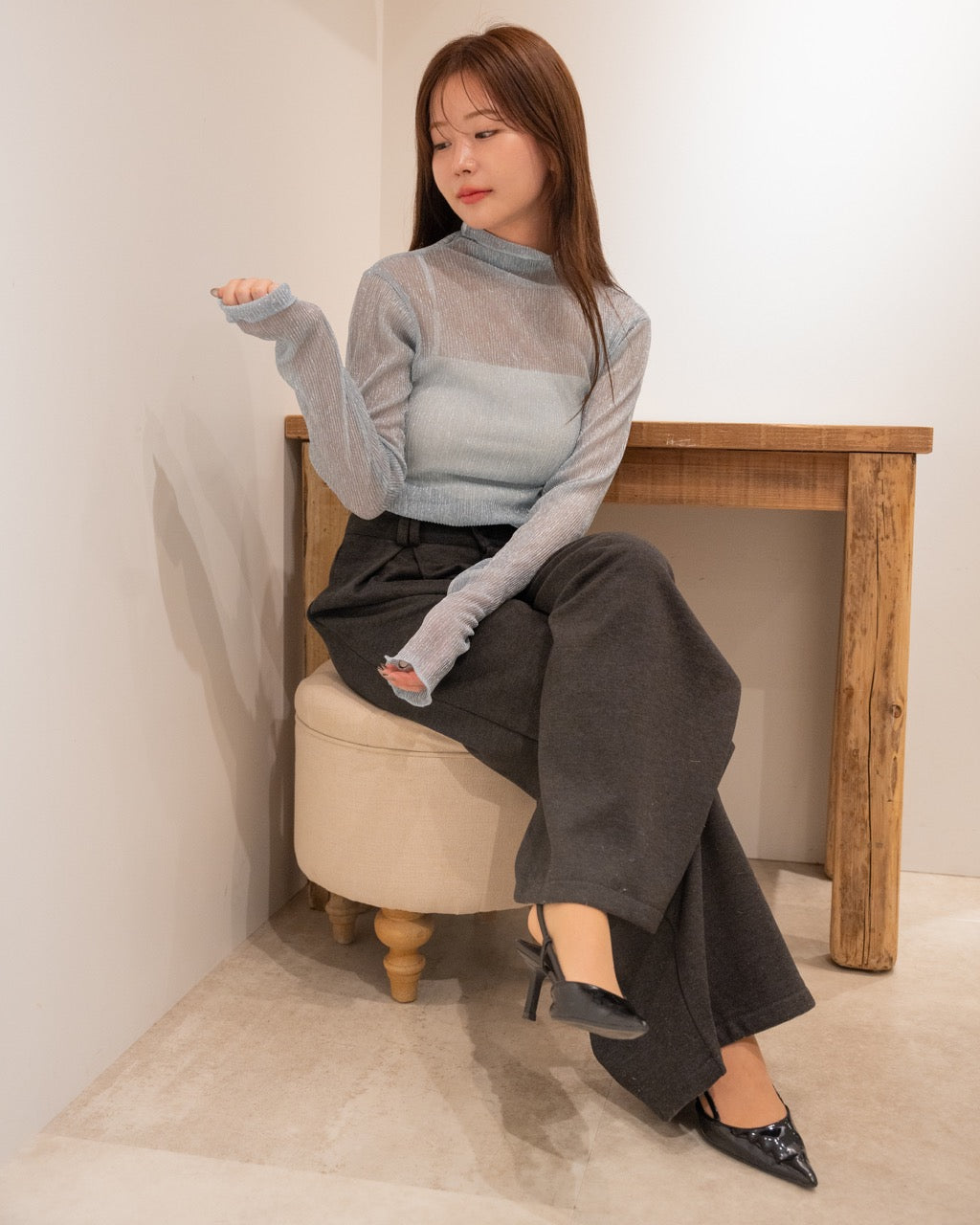 ワンボックスタックワイドパンツ